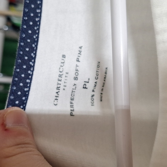CHARTER CLUB PERFECTLY SOFT PIMA WHITE TOP SIZE LP - Picture 3 of 3